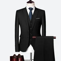 

Jacket + Pant + Vest New Men Business Slim Suits Sets Wedding Dress Three-piece Suit Blazers Coat Trousers Waistcoat