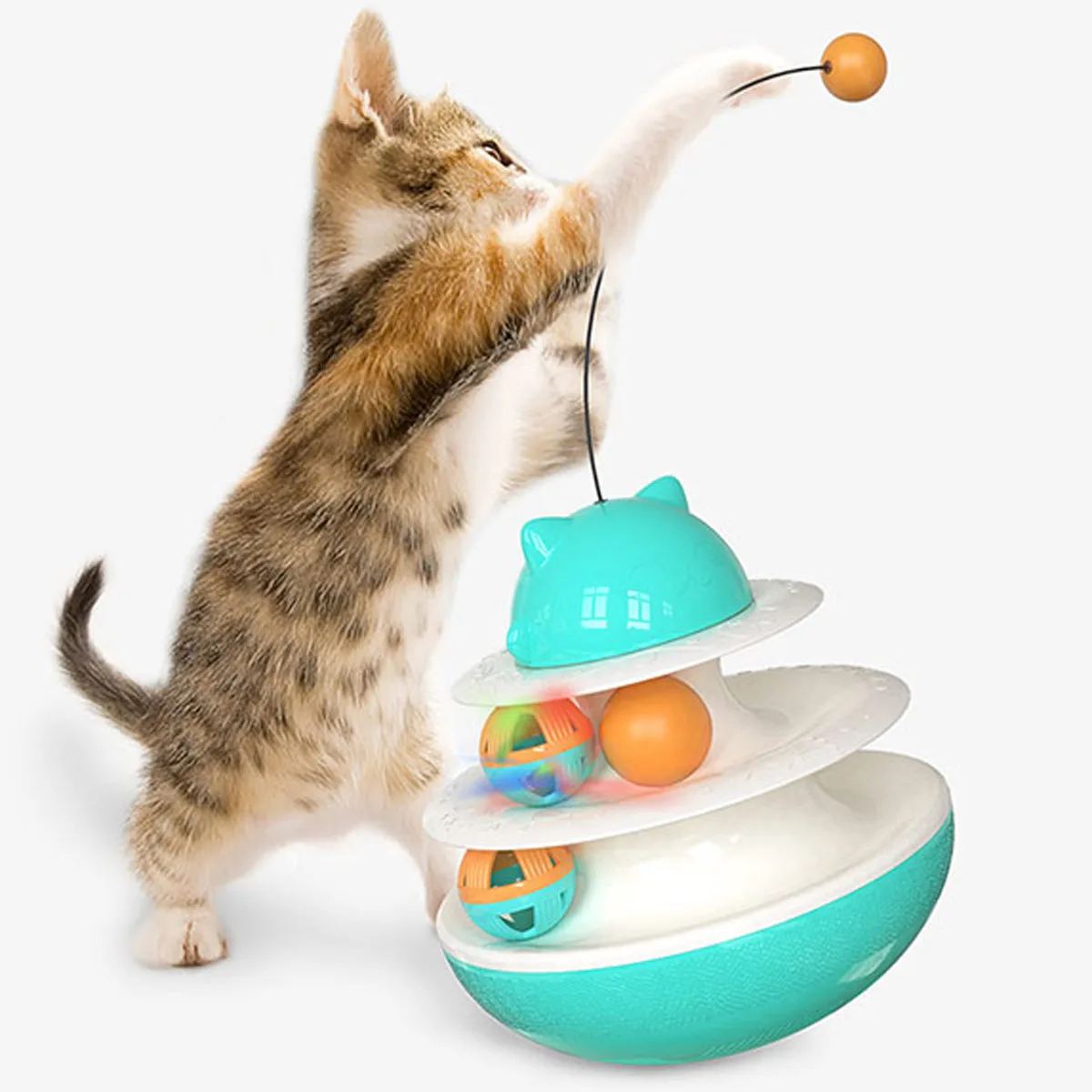 

Cat Toy Roller 3-Level Turntable Cat Toy Balls with Balls Interactive Kitten Fun Puzzle cat Toys