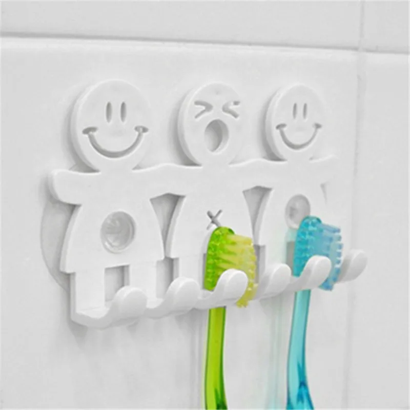 

Wall Sucker Hook Cute Smile Face Toothbrush Towel Holder Rack Kitchen Organizer Bathroom Accessory Wall-mounted Toothbrush