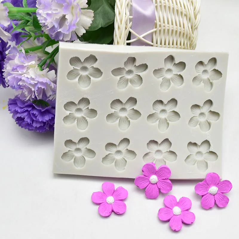 

DIY Baking Tools 12-hole Cherry Blossom Birthday Cake Printing Fondant Chocolate Cake Decoration Silicone Mold for Baking Pastry