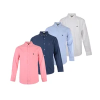 

Factory supplier casual 100% cotton pink plain dyed button up long sleeve latest fashion design men shirt