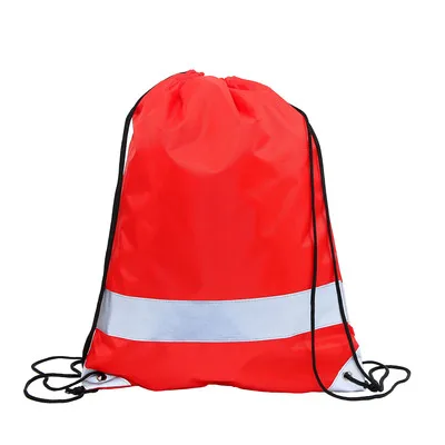 

Promotional Durable Shoes Clothes Organizer Dust Bag Nylon Drawstring With Reflective Stripe,drawstring dust bag, Natural, white, red, black and so on