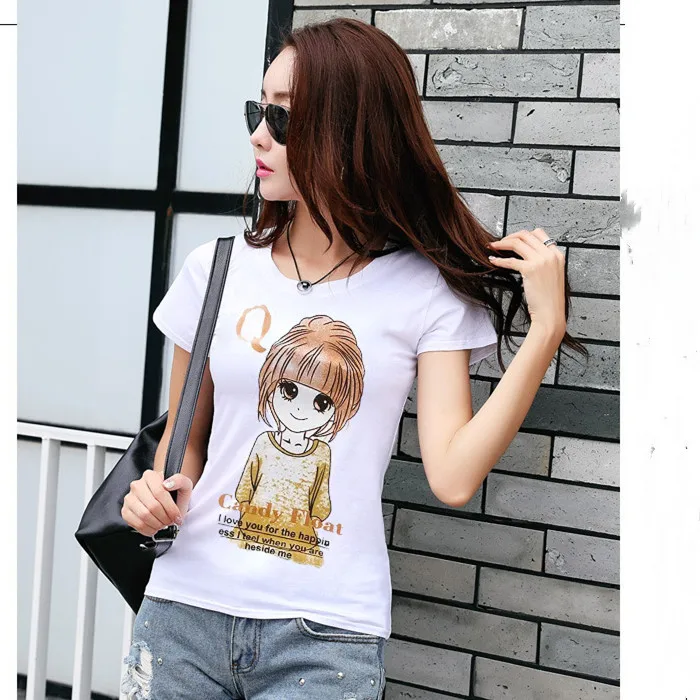 Summer  Korean version Cheap Price Sweet White T-shirts Women