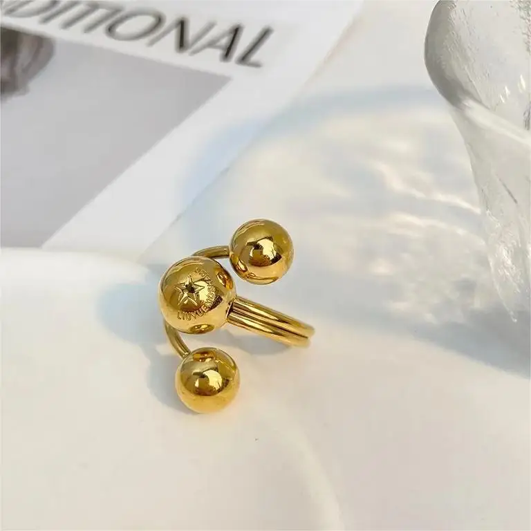 New exaggerated ball ring female fashion irregular planet adjustable stainless steel gold-plated ring jewelry