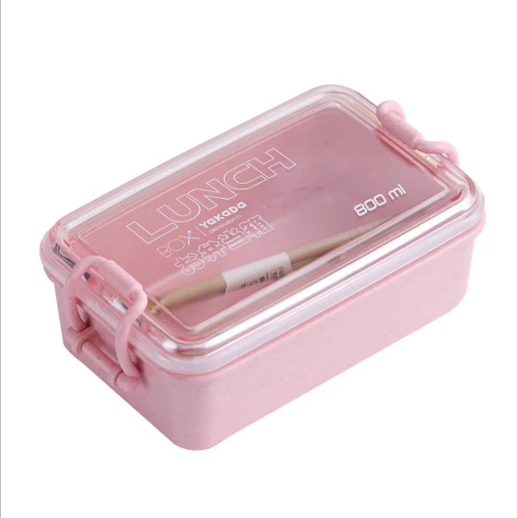 

Biodegradable Camping Compartment portable wheat straw bento lunch box food storage for kids, Pink ,blue ,beign