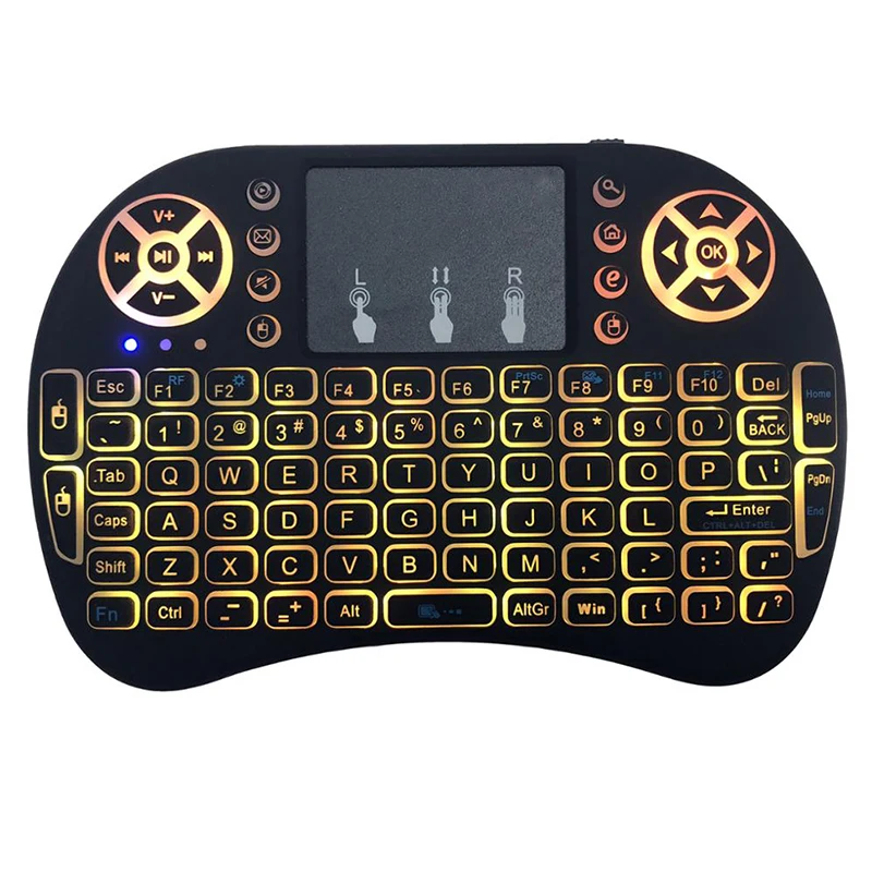 
7 color backlit i8 Mini Wireless Keyboard 2.4ghz English Russian 3 colour Air Mouse with Touchpad Remote Control Android TV Box 