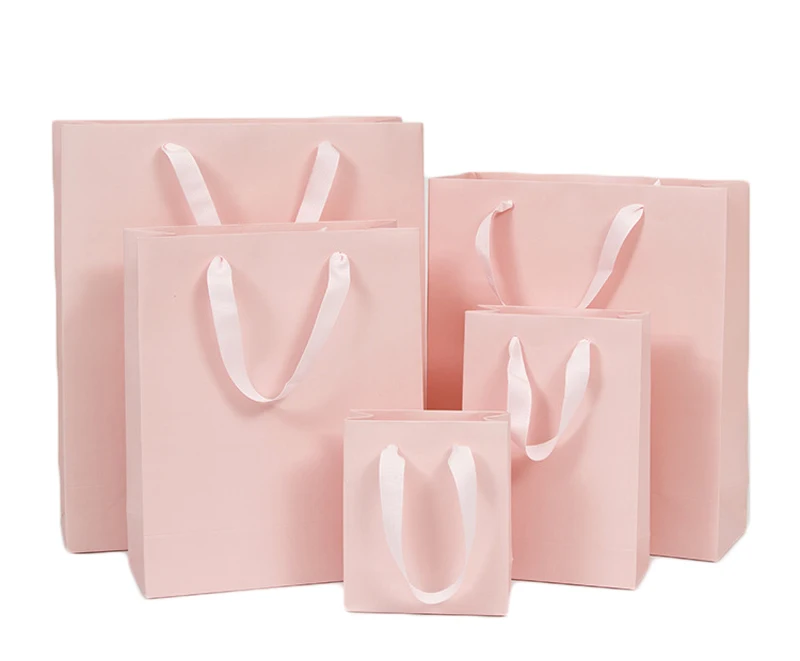 

Length Handle Customized LOGO Creative Clothing Store Cosmetics Wine Tea Shopping Gift Portable Luxury Paper Cardboard Bag, Pink / blue / black,white / white