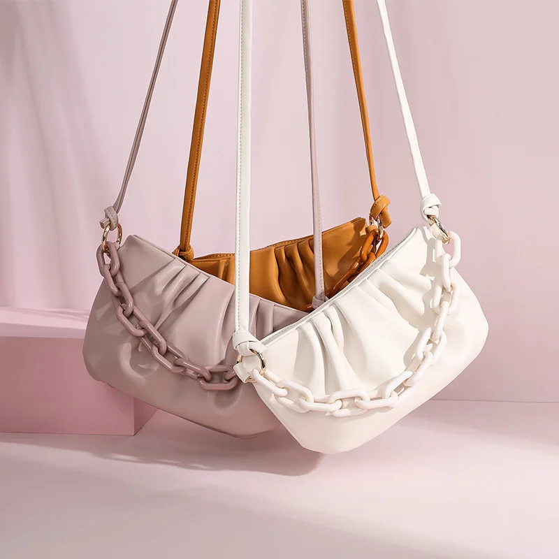 

ladies hand bags women color cloud shoulder bag purses and handbags ladies, Brown/white/pruple