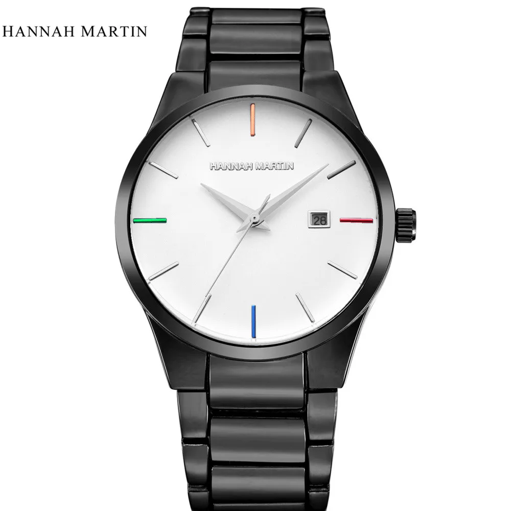 Top Brand Luxury Men Watch Hannah Martin Casual Military Quartz Sport Wristwatch Full Steel Waterproof Men's Clock