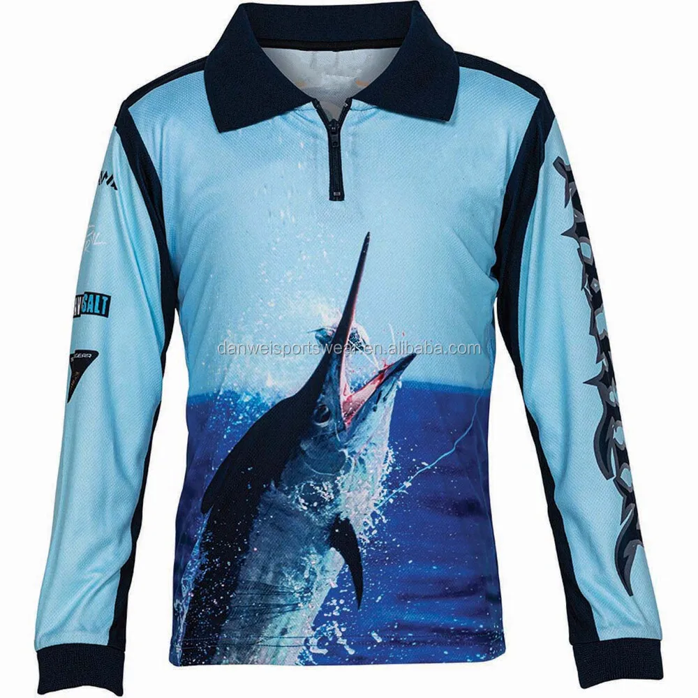 

high quality 1/4 zipper full polyester fabric UV long shirts fishing