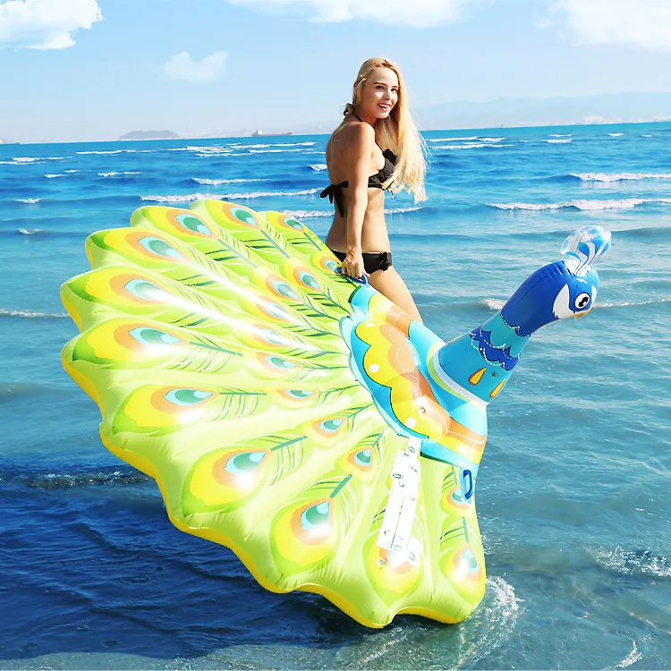 

Summer Beach Vacation Inflatable Peacock Swimming Pool Water Game Sport Floating Chair