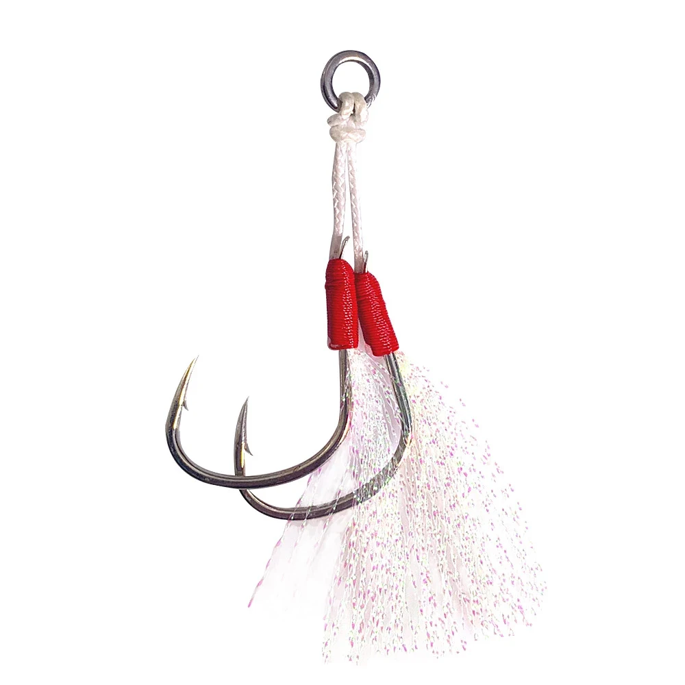 

Newbility Double hook assist fishing jigging hook with luminous silk