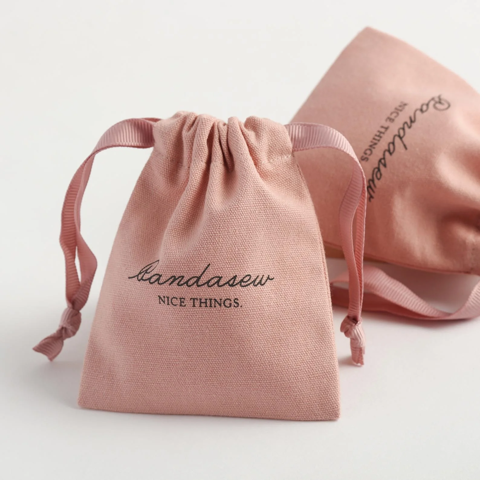 

PandaSew 10x8cm Custom Logo Dark Pink Cotton Canvas Packaging Drawstring Bag Jewelry Pouch, Dark pink or custom color