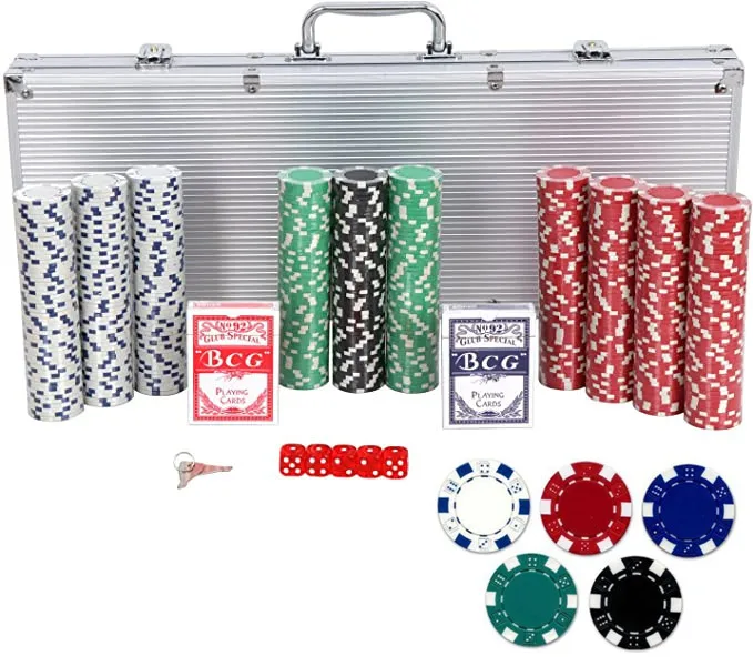 

100 200 300 or 500 Casino Poker Chip Set for All Card Games and Gambling with Carrying Case Cards 5 Dice Dealer Button