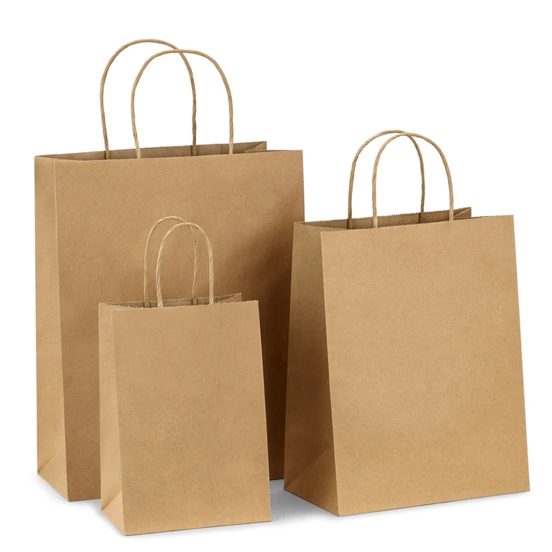 

Eco-friendly Logo Printed Packaging White Kraft Paper Bags with Handles