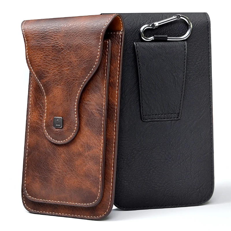 

PULOKA Men Phone Holster Universal Leather Waist Bag Belt Clip Pouch Carring Waist Wallet Pouch Mobile Phone Case Bag