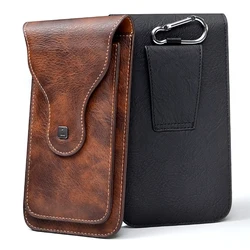PULOKA Men Phone Holster Universal Leather Waist Bag Belt Clip Pouch Carring Waist Wallet Pouch Mobile Phone Case Bag