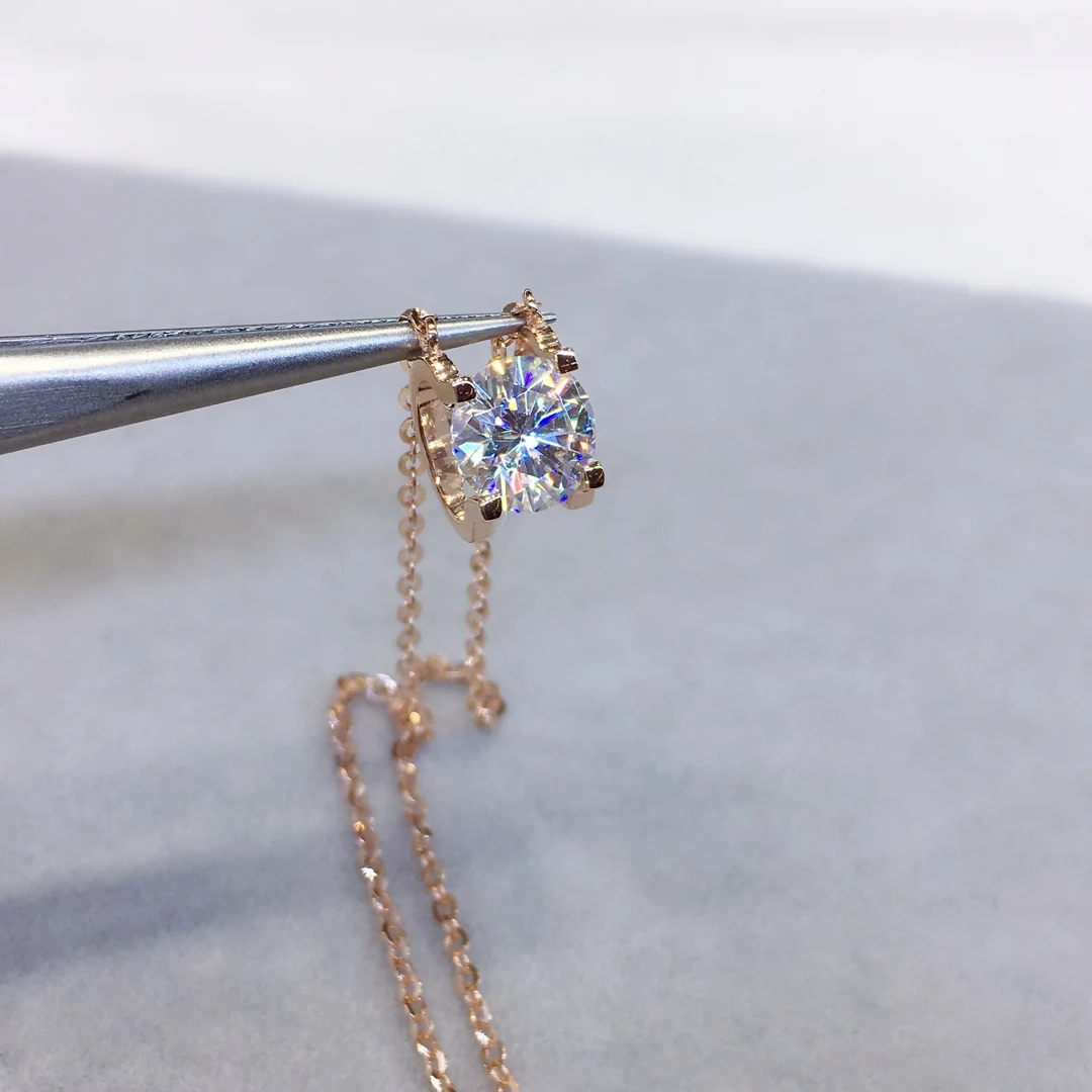 

18K Rose Gold Plated Excellent Cut 3 ct Pass Diamond Test Moissanite Cow Head Pendant Necklace Chain 925 Silver Gemstone Jewelry