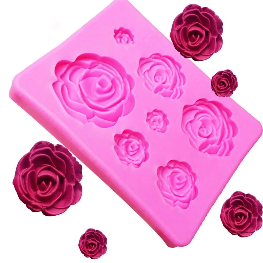 

3d Silicone Mold Rose Shape Mould For Soap,candy,chocolate,ice,flowers Cake Decorating Tools, As photo