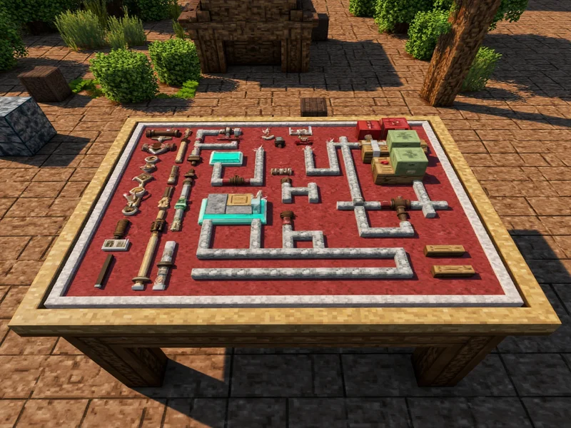 Advanced Minecraft redstone components layout on crafting table