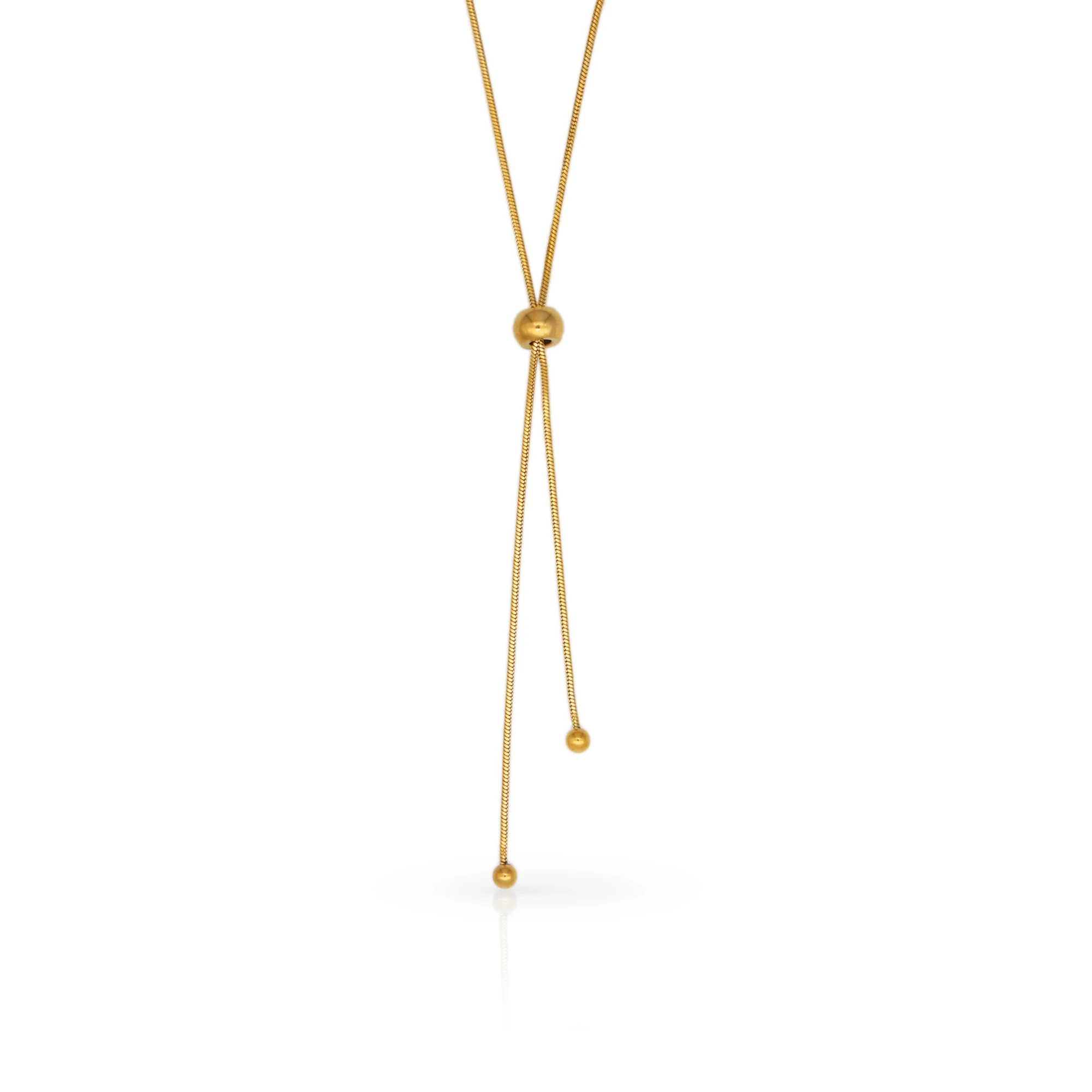 

Chris April in stock PVD gold plated 316L Stainless steel Minimalist adjustable drawstring snake chain necklace for women