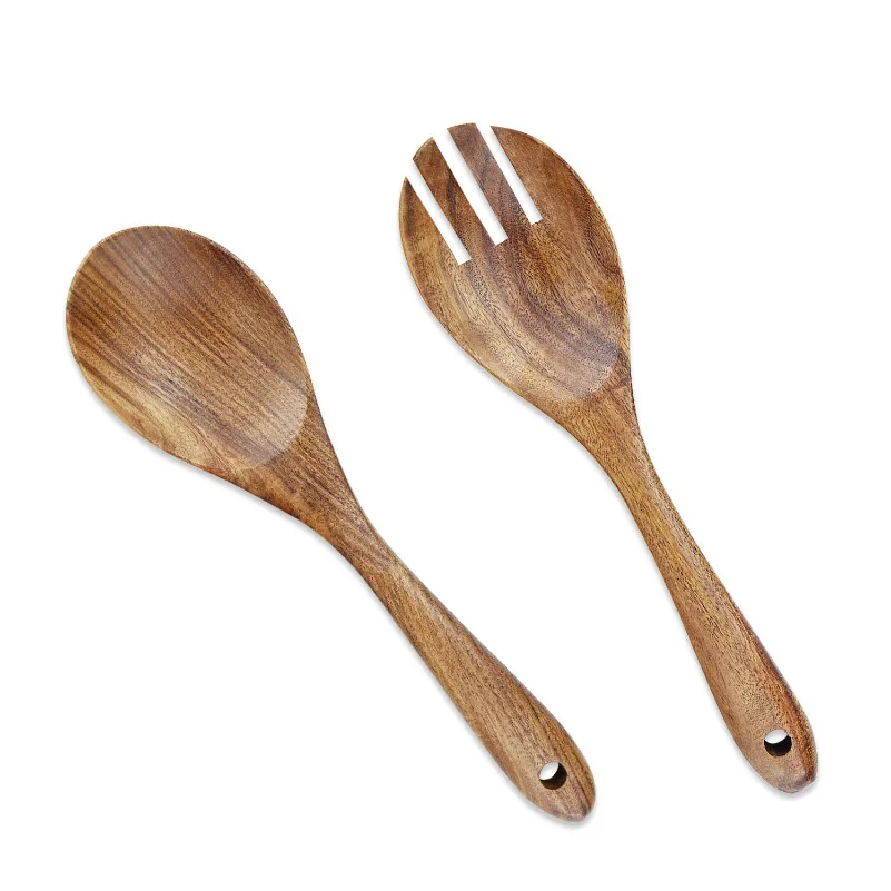 

Acacia Wood Salad Tools Spoon and Fork Wooden Salad Serving Spoons for Cooking