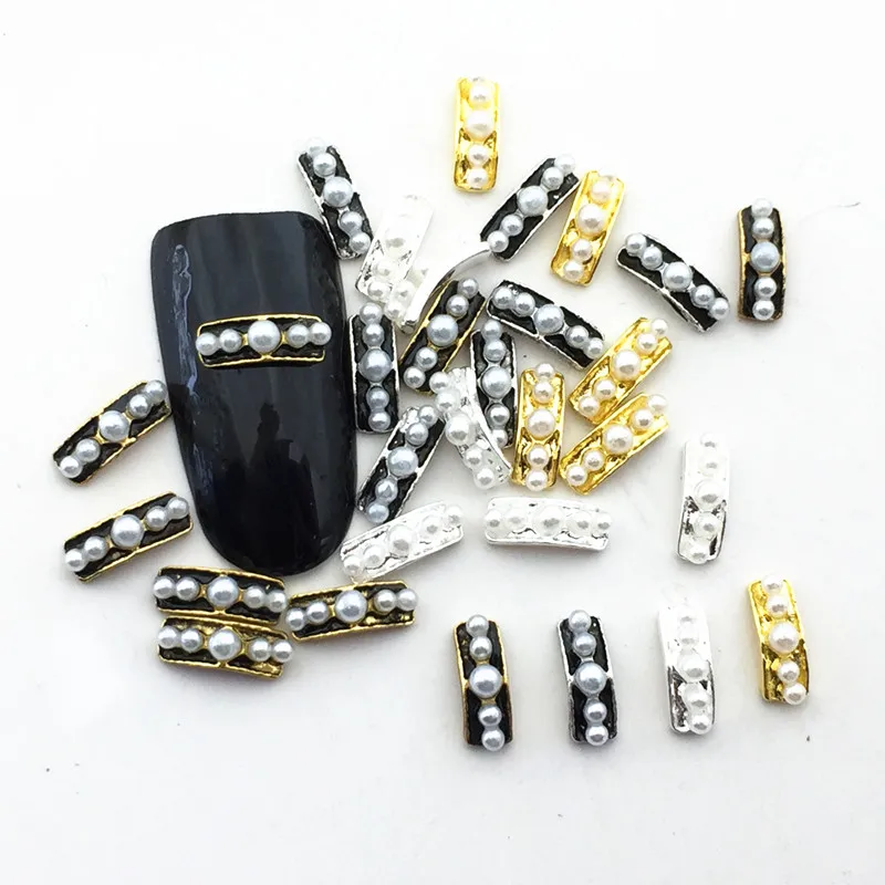 

100pcs/bag Japan Korea 3D Nail Art Decoration Metal Retro Fancy Style with Pearl DIY Charm Nail Styling Tools