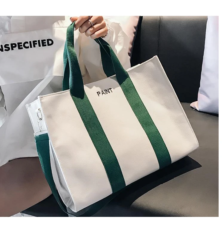 

2021 custom woman shoulder bag high quality cotton canvas handbag tote shopping bag