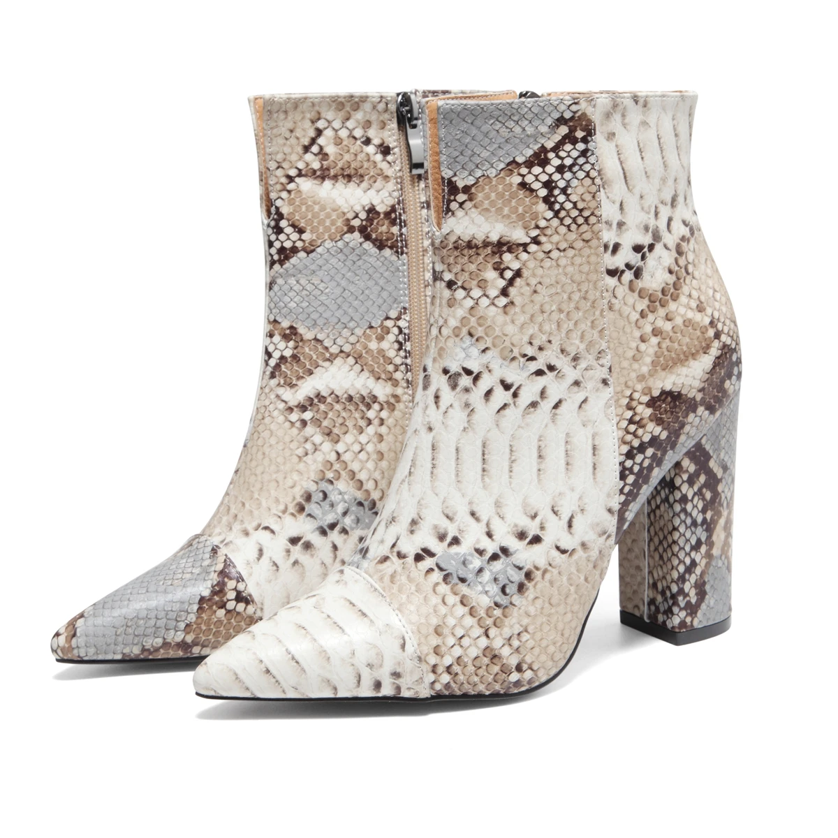 

Dropshipping Wholesale ankle boots for women fashion high quality Women block heel Boots women snakeskin boots, Picture