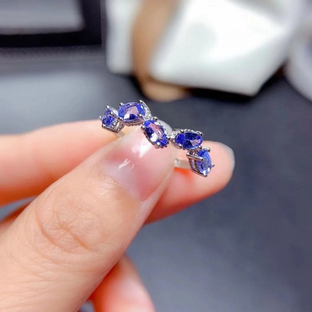 

Exquisite Sapphire Gemstone Ring for Women Tail Ring Lovely Thin Wedding Jewelry Birthday Gift, Picture shows