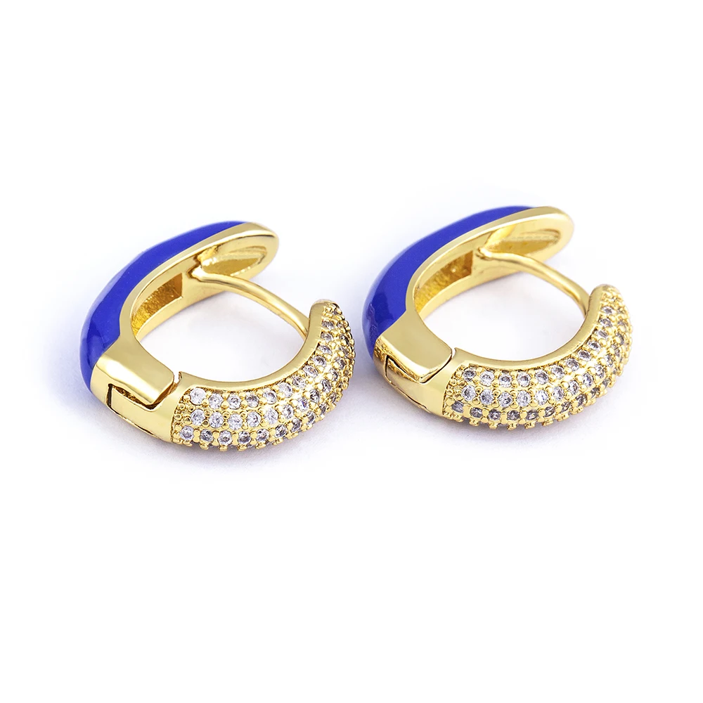 

Trendy Candy Color Micro Inlaid Diamond Stud Earrings For Women Girl Gold Plated Cubic Zirconia Cute Earrings Jewelry Wholesale, 6 colors
