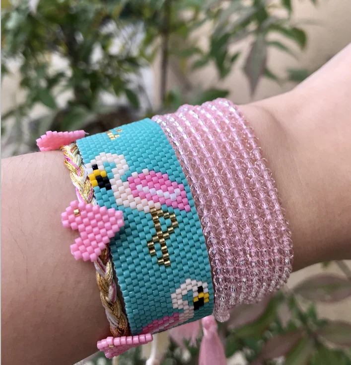 

The newest pink flamingo suit unique design miyuki bracelet factory direct sales hand-woven bracelet pink little bracelet, Multi-colors