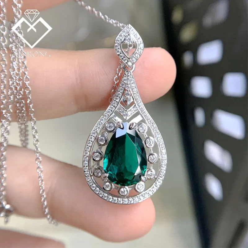 

Zambian color jewelry sold well by the factory Cultivar esmeraldas synthetic lab created emerald necklace jewelry For gifts