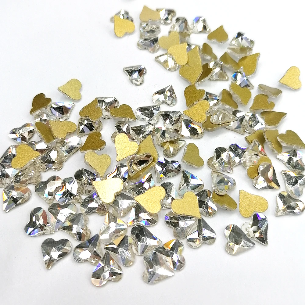 

High quality crystal glass clear flat back non hotfix heart nail art rhinestone, Ab/other color