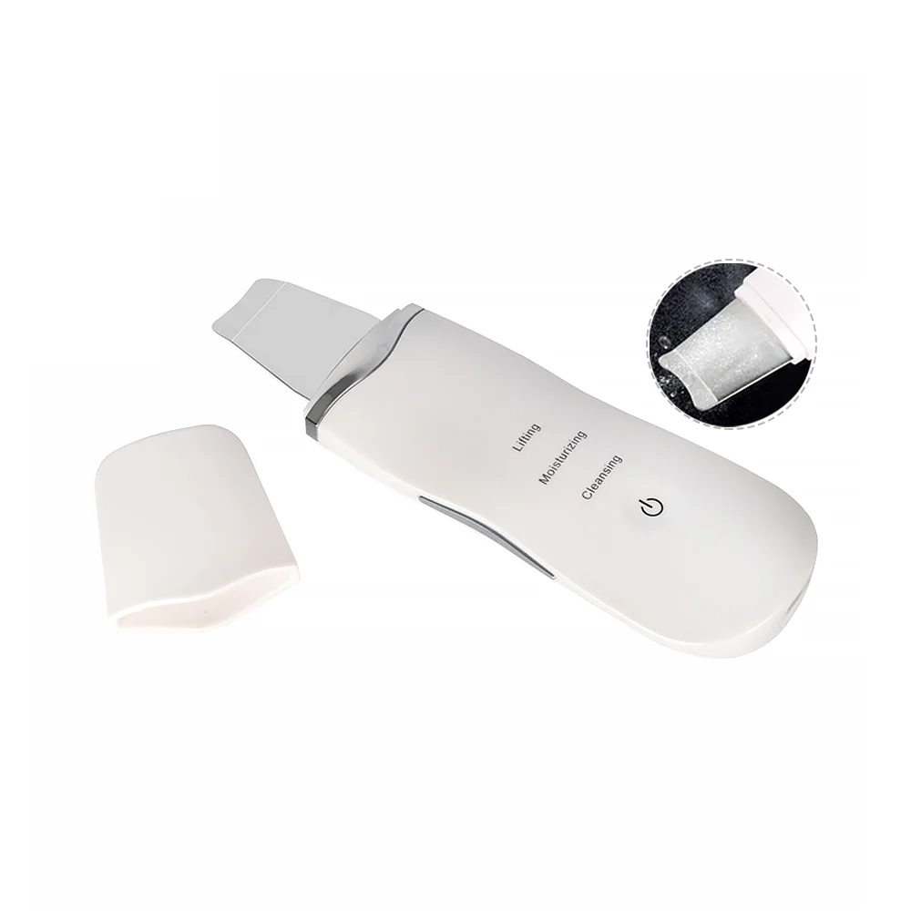 

Private label dermabrasion face cleansing ultrasonic skin scrubber shovel, White+black