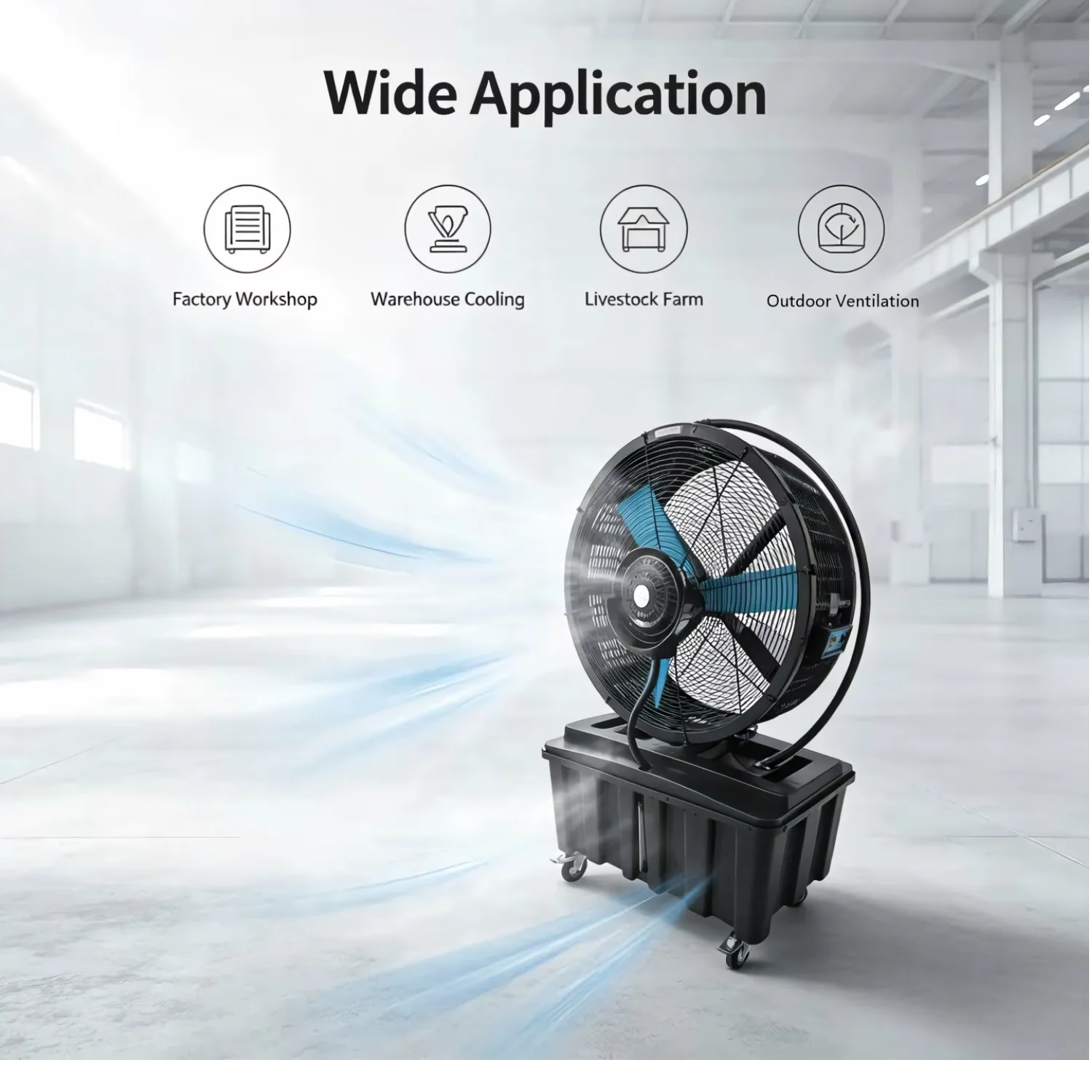 Oscillating Industrial Mist Fan, QD-920M, 220 V, Electric - detail 2