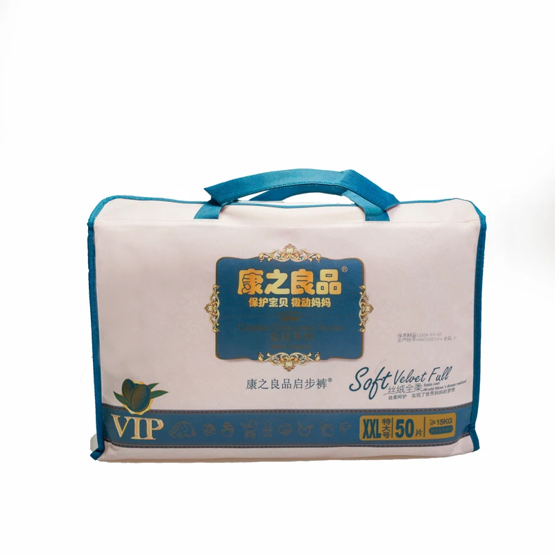 

Wholesale L to 3XL 54 Pieces Baby Velvet Diapers Bags Breathable Super Absorbent Baby Nappies Disposable Diaper, White color