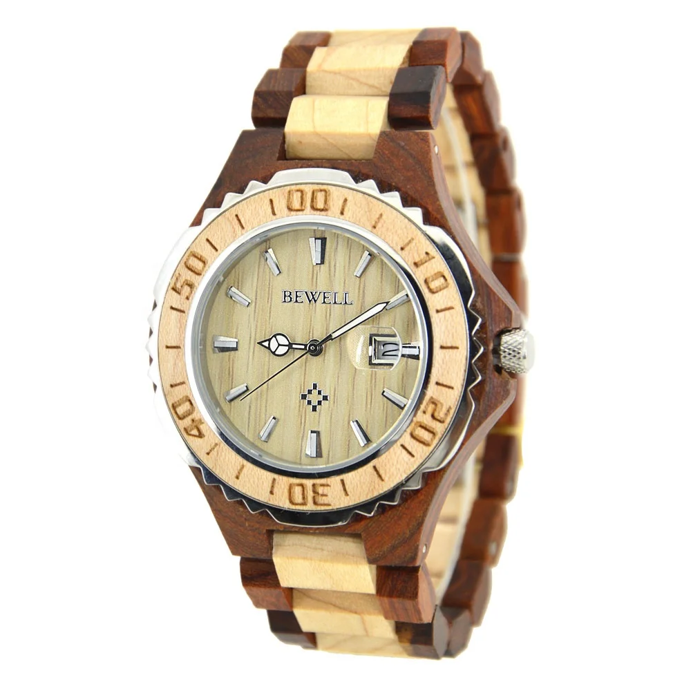 

Clearance salewood Bewell wood watch chronograph dropshipping, Natural