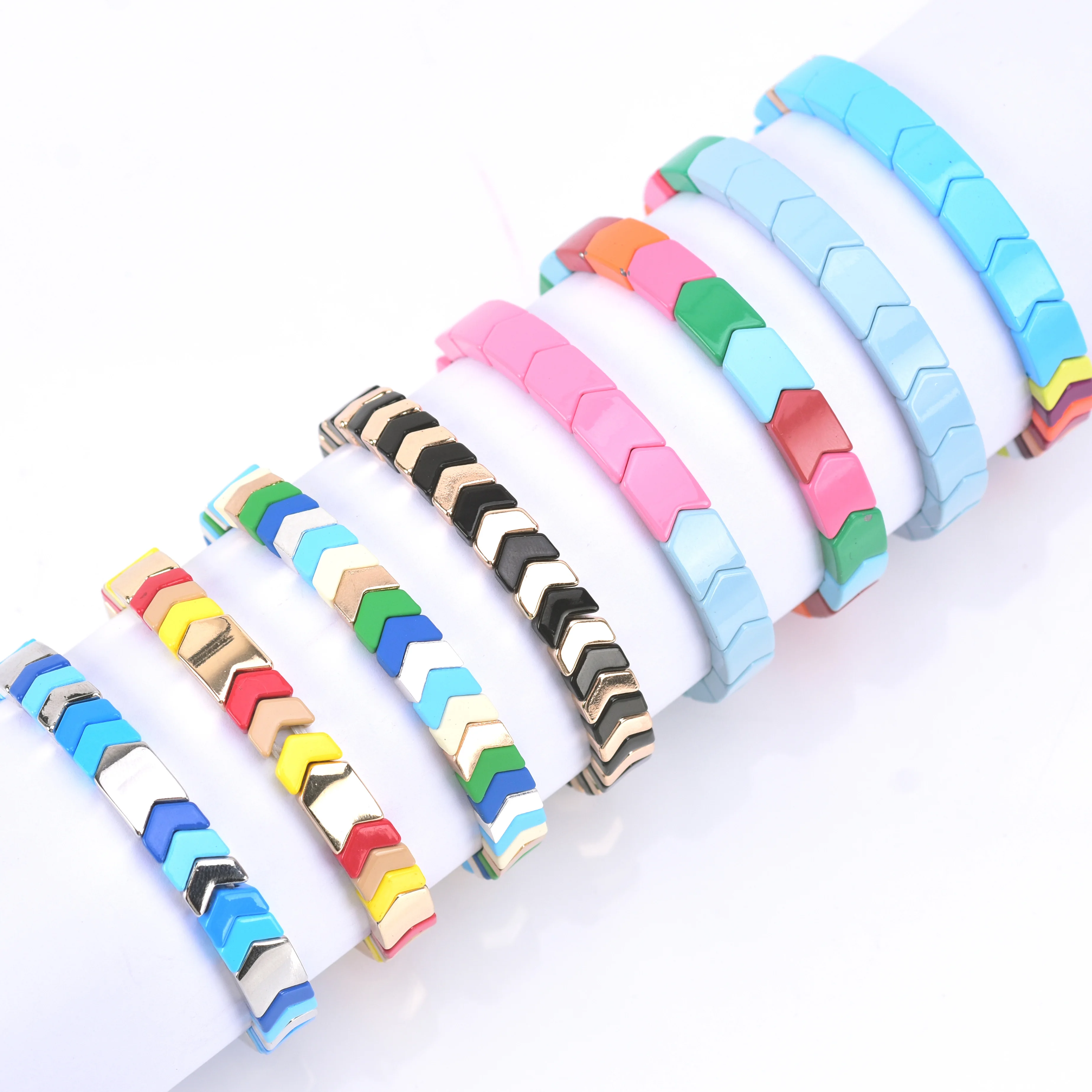 

Colorful enamel arrow miyuki bracelets handmade tile beads bracelets jewelry for women men, Gold, silver, rainbow