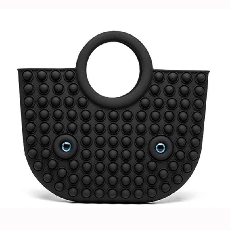 

2021 New Style High Capacity Women Fashion Silicone Push Pop Fidget Toy Handle Bag, Rainbow,white,black,blue,grey
