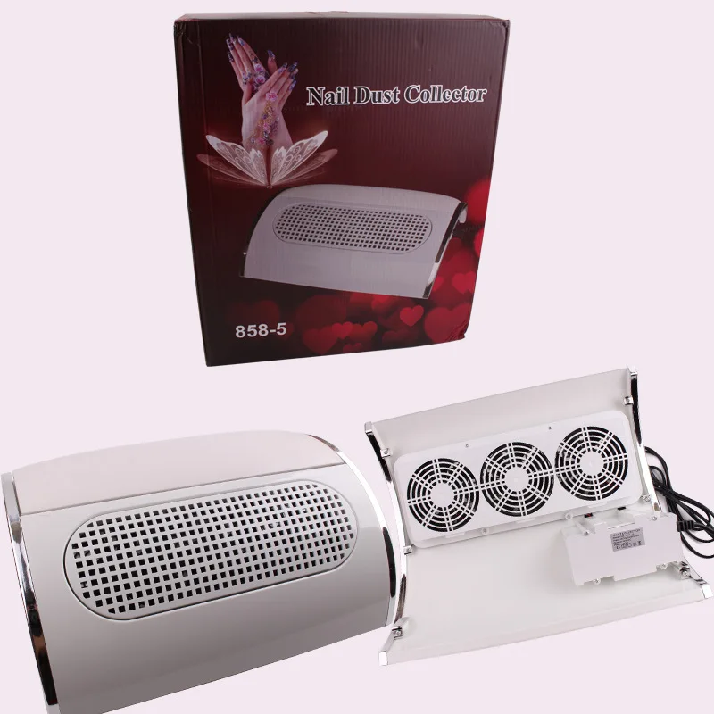 

60W Nail Dust Collector Fan Vacuum Cleaner Machine Strong Suction Powerful Nail Art Tool 3Fans Nail Vacuum Cleaner Manicure, White
