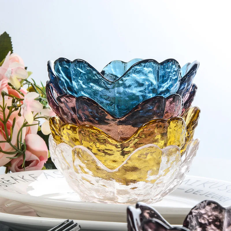 

sauce dish glass small plate Japanese-style hammer head pattern cherry blossom glass sauce dish small dish vinegar, Transparent pink