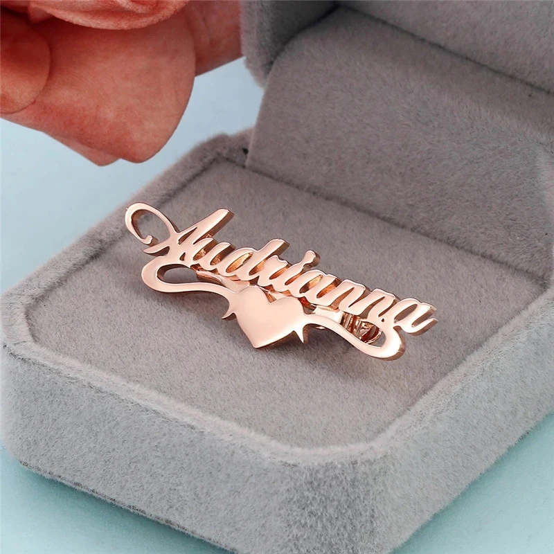 

Shangjie OEM Customized Name brooch Stainless Steel Jewelry womens letter brooches, Gold or silver or rose gold