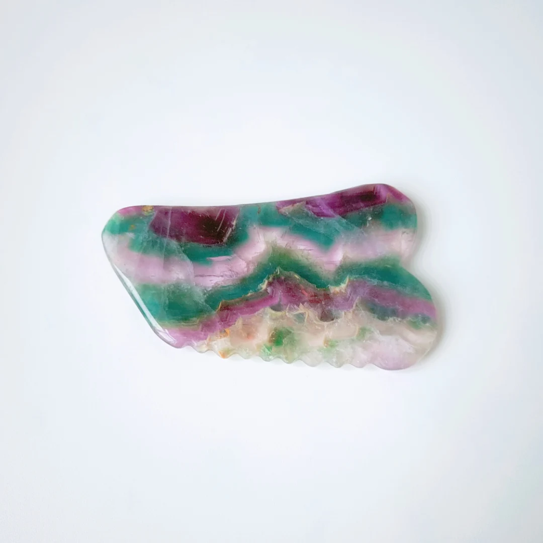 

Popular Wholesale Natural Fluorite Gua Sha Board square jagged Shape Bar Beauty Scrapping Guasha