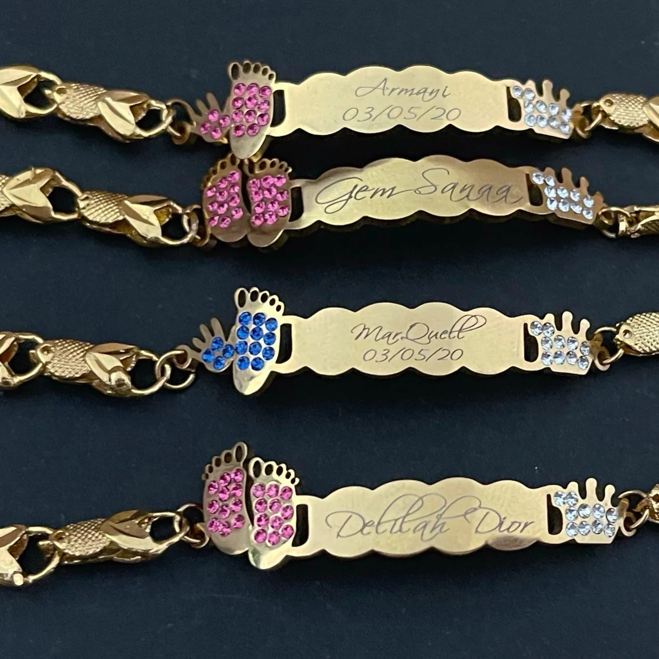

Wholesale New Arrival Women Jewelry With CZ Name Bracelet Personalized Gold Plated Bracelet Baby Name Custom Bracelet, Colors