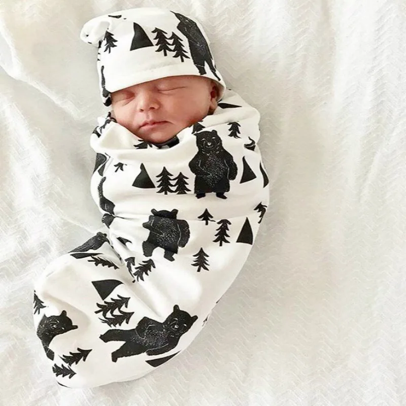 

11Color Baby Sleeping Bags Hat Swaddles sack Newborn Photography Sleep Sacks Cocoon swaddle with a beanie Swaddling Blanket M261