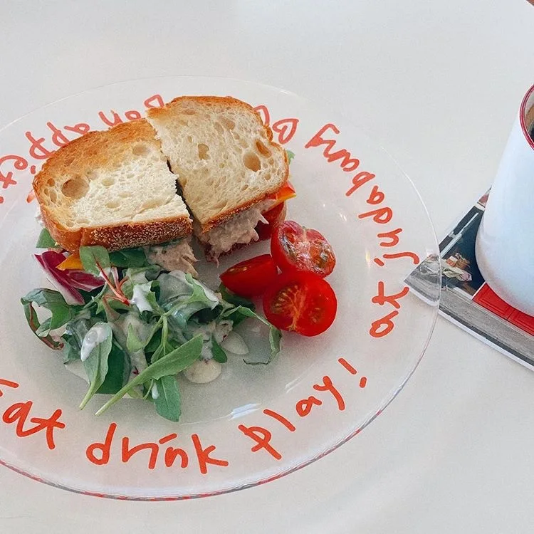 

INS Transparent Letter Breakfast Plate Korean Plate Western Cuisine Plate Wind Dessert Dessert Fruit