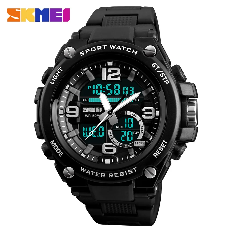 

SKMEI 1340 Men Dual Display Wristwatches Fashion 50M Waterproof Clock Outdoor Casual Sports Men's Digital Chronograph Watch