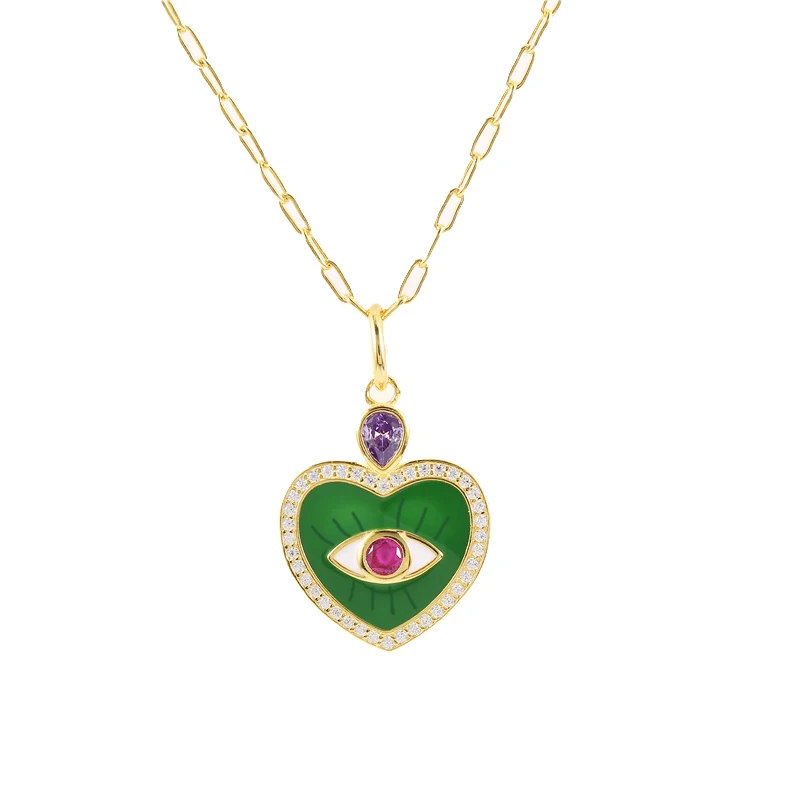 

wholesale new ROXI s925 sterling silver BOHEMIA cute colorful heart evils eyes enamel necklaces