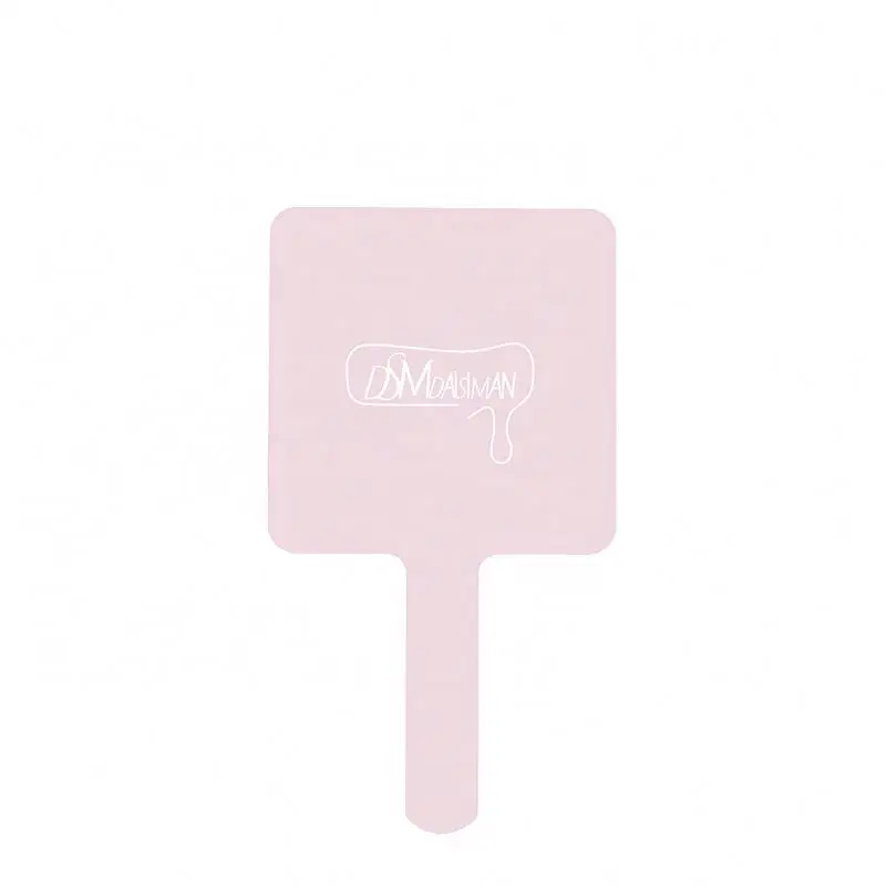 

Double HD Square-handle-type Portable Pocket Mirror for Makeup, Pink and grey